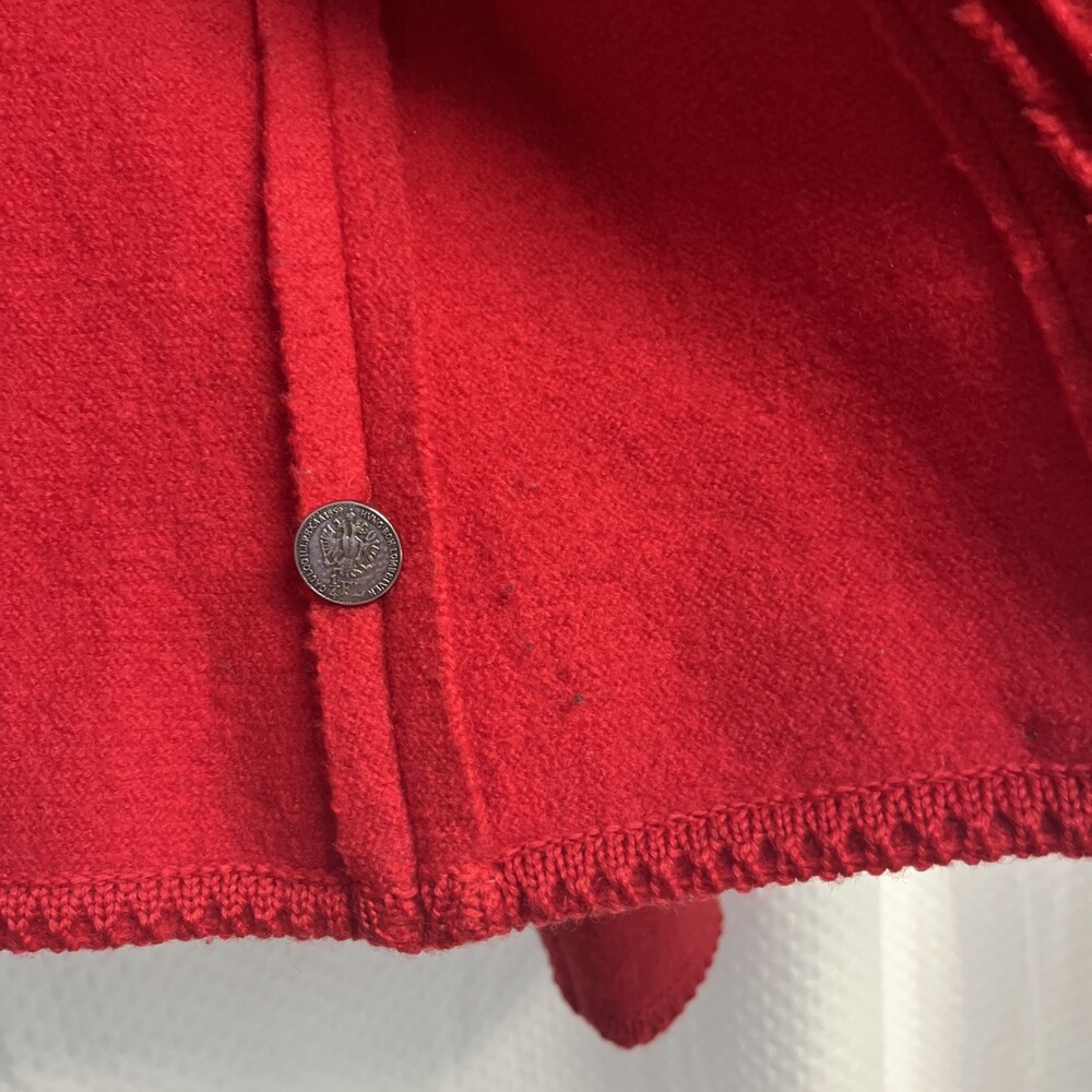 Vtg Hundt Model Red Boiled Wool Crochet Trim Military Cardigan Sweater Jacket - Picture 12 of 12